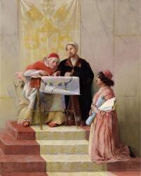 Le pape Jules II regardant les plans du projet architectural de Bramante (Edwin Howland Blashfield) - Muzeo.com