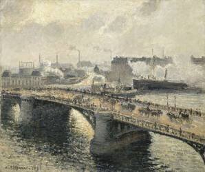 Le Pont Boïeldieu à Rouen, soleil couchant, temps brumeux (Camille Pissarro) - Muzeo.com