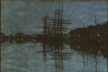 Le port de Dieppe la nuit (Henri Guérard) - Muzeo.com