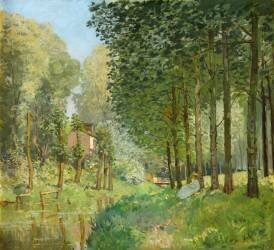 Le repos au bord du ruisseau. Lisière de bois (Alfred Sisley) - Muzeo.com