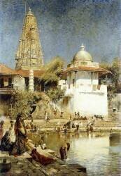 Le temple et le réservoir de Walkeshwar à Mumbai (Bombay) (Edwin Lord Weeks) - Muzeo.com