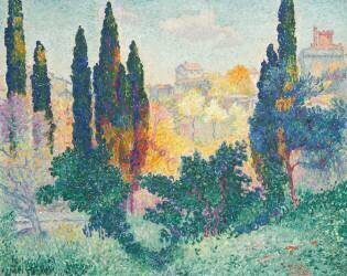 Les cyprès à Cagnes (Henri-Edmond Cross) - Muzeo.com