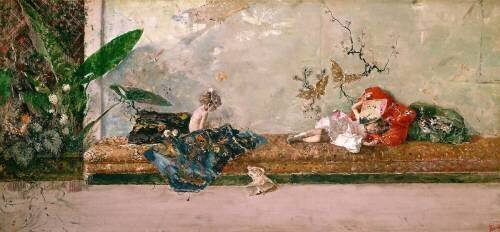 Les enfants de l'artiste, María Luisa et Mariano, au Salón Japonés (Mariano Fortuny y Madrazo) - Muzeo.com