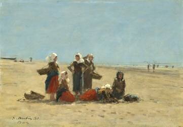 Les femmes sur la plage à Berck (Eugène Boudin) - Muzeo.com