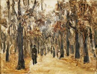 Les jardins zoologiques en automne avec les figures de la promenade (Max Liebermann) - Muzeo.com