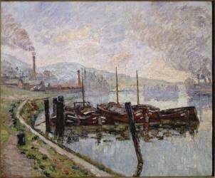 Les péniches. Rouen, la Seine, le matin (Armand Guillaumin) - Muzeo.com