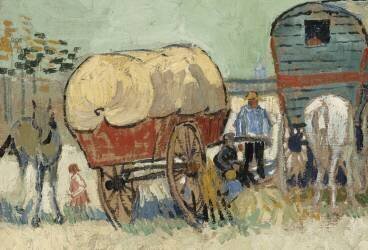 Trailers, gypsy camp near Arles (Vincent van Gogh) - Muzeo.com