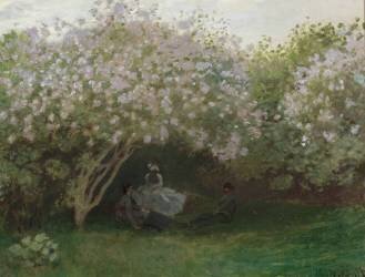 Lilas, temps gris, ou Le repos sous les lilas, jardin de Monet à Argenteuil (Claude Monet) - Muzeo.com