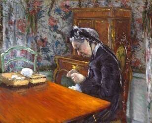 Mademoiselle Boissière tricotant (Gustave Caillebotte) - Muzeo.com