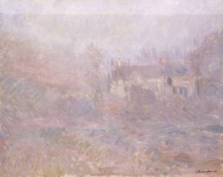 Maisons de Falaise dans le brouillard (Claude Monet) - Muzeo.com