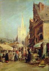 Marché à Hennebont (Jules Achille Noël) - Muzeo.com