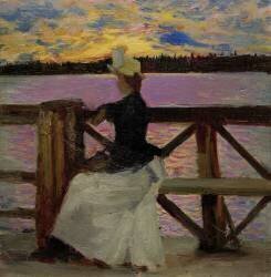 Marie Gallen sur le pont Kuhmoniemi (Akseli Gallen-Kallela) - Muzeo.com