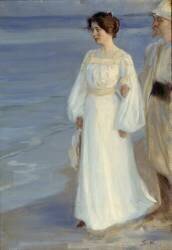Marie Kroyer à la plage (Peder Severin Kröyer) - Muzeo.com