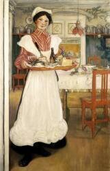 Martina portant le petit-déjeuner sur un plateau (Carl Larsson) - Muzeo.com