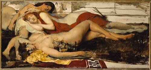 Ménades épuisées (Lawrence Alma-Tadema) - Muzeo.com