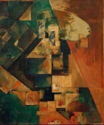 Merzbild 1 B avec croix rouge (Kurt Schwitters) - Muzeo.com