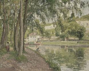 Moret, le canal du Loing (Seine et Marne) ou Chemin de halage à Saint Mammès (Camille Pissarro) - Muzeo.com