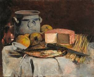 Nature morte au hareng et pot de grès (Théodule Ribot) - Muzeo.com