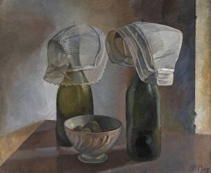 Nature morte avec des bouteilles et des bonnets bretons (Pierre Roy) - Muzeo.com
