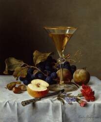 Nature morte avec fruits et verre de vin (Emilie Preyer) - Muzeo.com