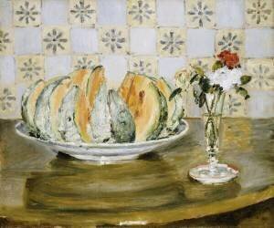 Nature morte d'un melon et d'un vase de fleurs (Auguste Renoir) - Muzeo.com