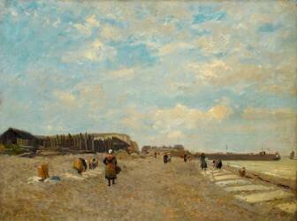 Normandes étendant du linge sur une plage (Eugène Boudin) - Muzeo.com