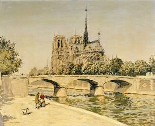 Notre Dame and the Seine (Jean-François Raffaelli) - Muzeo.com