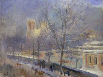 Notre-Dame de Paris Vue du Quai de la Tournelle, Effet de Neige (Albert Lebourg) - Muzeo.com