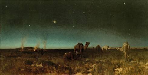 Nuit au clair de lune dans le désert (Eugen Bracht) - Muzeo.com
