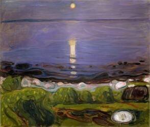 Nuit d'été sur la plage : paysage nocturne en Europe du Nord (Edvard Munch) - Muzeo.com