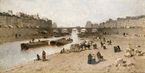Paris, Quai des Célestins and Île Saint-Louis (Eugène Cicéri) - Muzeo.com