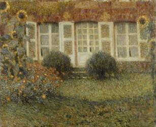 Maison pavillonnaire avec tournesols (Henri Le Sidaner) - Muzeo.com