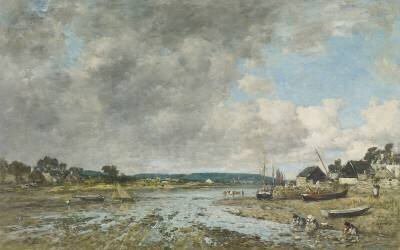 Paysage aux lavandières (Eugène Boudin) - Muzeo.com