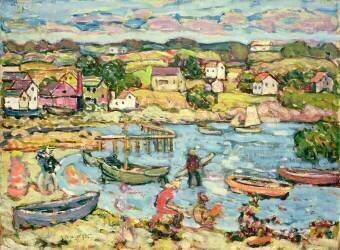Paysage avec bateaux à rames (Maurice Brazil Prendergast) - Muzeo.com