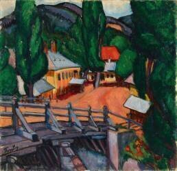 Paysage avec un pont (Lajos Tihanyi) - Muzeo.com
