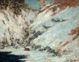 Paysage de neige dans le Jura, avec chevreuil (Gustave Courbet) - Muzeo.com