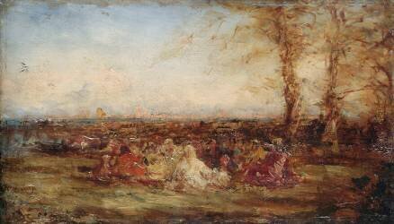 Paysage d'Orient avec groupe d'arabes (Félix Ziem) - Muzeo.com