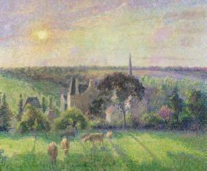 Paysage à Eragny, église et ferme d'Eragny (Camille Pissarro) - Muzeo.com