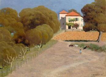 Paysage, la maison au toit rouge (Félix Vallotton) - Muzeo.com