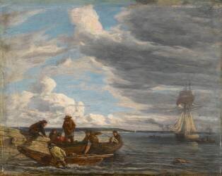Pêcheurs en rade du Havre (Eugène Boudin) - Muzeo.com