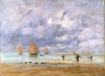 Pêcheurs et voiliers à Trouville (Eugène Boudin) - Muzeo.com