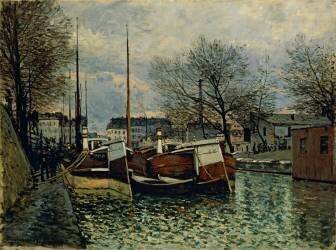 Péniches sur le Canal Saint Martin (Alfred Sisley) - Muzeo.com