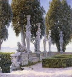 Place aux cariatides dans le parc de la Villa Farnèse (Adolf Heinrich Hansen) - Muzeo.com