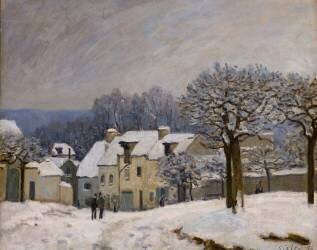 Place du Chenil à Marly, effet de neige (Alfred Sisley) - Muzeo.com