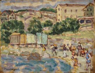 Plage et village (Maurice Brazil Prendergast) - Muzeo.com