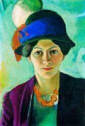 Portrait de la femme de l'artiste avec un chapeau (August Macke) - Muzeo.com