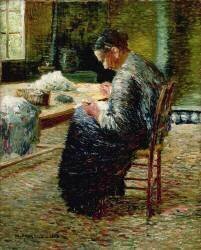 Portrait de la mère de l'artiste cousant (Charles Angrand) - Muzeo.com