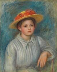 Portrait d'une femme au chapeau avec des fleurs (Auguste Renoir) - Muzeo.com