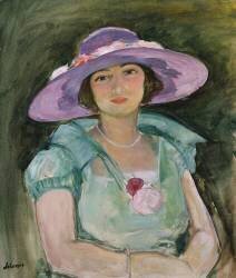 Portrait de Marthe Lebasque avec un chapeau violet (Henri Lebasque) - Muzeo.com