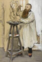 Portrait of the Sculptor Auguste Rodin in his Studio (Jean-François Raffaelli) - Muzeo.com